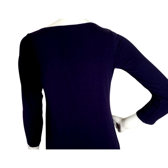 Eileen Fisher XS Navy Blue Jersey Knit Minimalist Dress - Picture 4 of 4